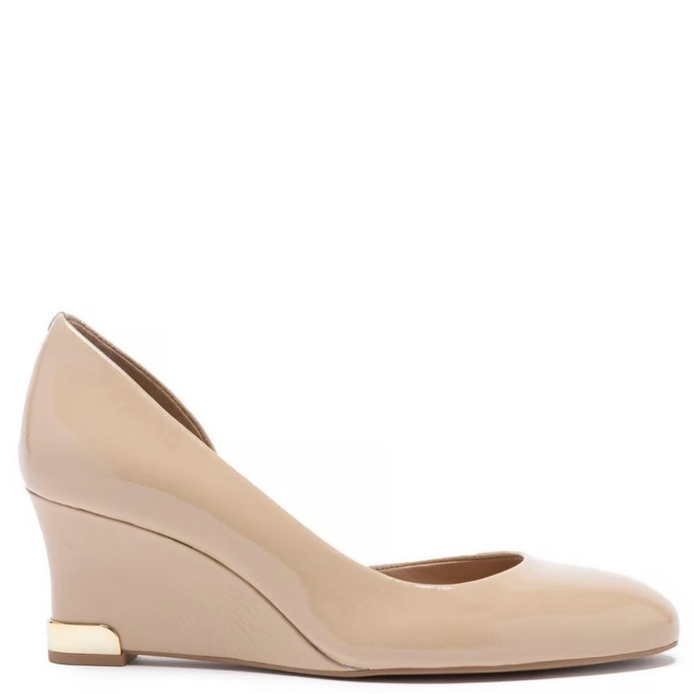 Alex Marie Tan Wedge Pumps with Rounded Toe
